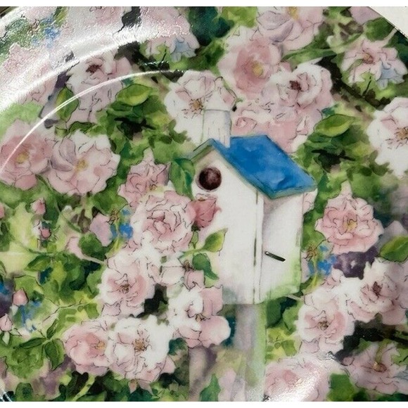 Madison & Max at Home Pink Roses & Birdhouse Porcelain Cake Plate & Server - Picture 6 of 8